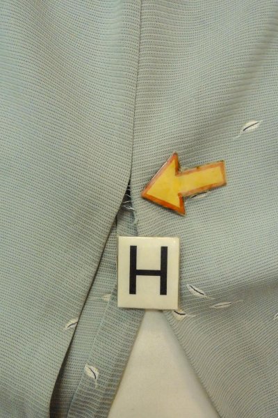 Photo21: O1002W Vintage Japanese kimono Light Grayish Light Blue TSUKESAGE formal for women / Silk. Leaf (Grade D) (21)