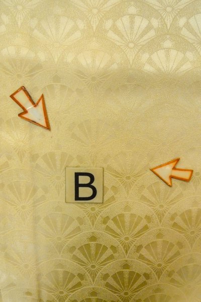 Photo15: O1002X Vintage Japanese kimono Shiny Light Yellow TSUKESAGE formal for women / Silk. Wheel (Grade B) (15)