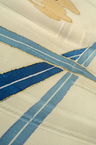 Photo12: O1002Y Vintage Japanese kimono Pale Light Teal HOUMONGI formal for women / Silk. Butterfly (Grade C) (12)