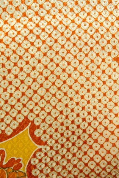 Photo9: O1003A Vintage Japanese kimono Shiny Ivory HOUMONGI formal for women / Silk. Flower (Grade C) (9)