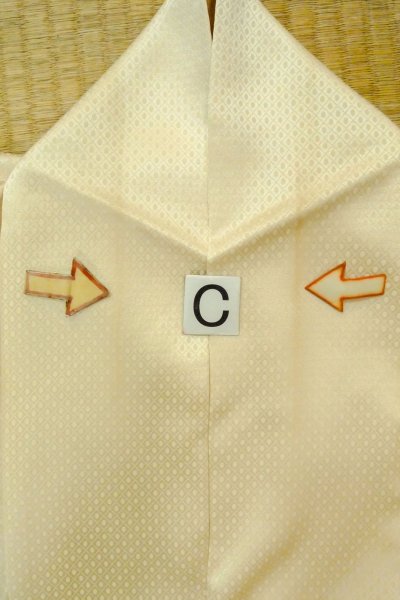 Photo19: O1003A Vintage Japanese kimono Shiny Ivory HOUMONGI formal for women / Silk. Flower (Grade C) (19)