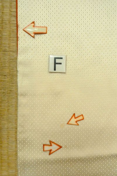 Photo22: O1003A Vintage Japanese kimono Shiny Ivory HOUMONGI formal for women / Silk. Flower (Grade C) (22)