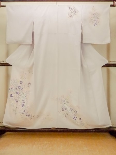 Photo1: O1003B Vintage Japanese kimono Pale Pink HOUMONGI formal for women / Silk. SAKURA cherry blossom (Grade C) (1)