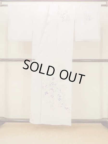 Photo3: O1003B Vintage Japanese kimono Pale Pink HOUMONGI formal for women / Silk. SAKURA cherry blossom (Grade C) (3)