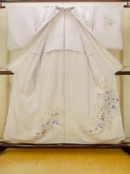 Photo3: O1003B Vintage Japanese kimono Pale Pink HOUMONGI formal for women / Silk. SAKURA cherry blossom (Grade C) (3)