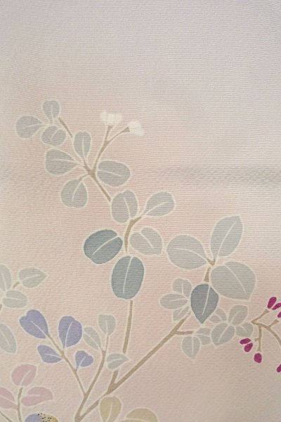 Photo6: O1003B Vintage Japanese kimono Pale Pink HOUMONGI formal for women / Silk. SAKURA cherry blossom (Grade C) (6)