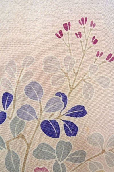 Photo9: O1003B Vintage Japanese kimono Pale Pink HOUMONGI formal for women / Silk. SAKURA cherry blossom (Grade C) (9)