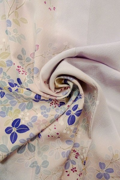 Photo15: O1003B Vintage Japanese kimono Pale Pink HOUMONGI formal for women / Silk. SAKURA cherry blossom (Grade C) (15)