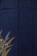 Photo5: O1003C Vintage Japanese kimono Dark Indigo Blue HOUMONGI formal for women / Silk. Flower (Grade C) (5)