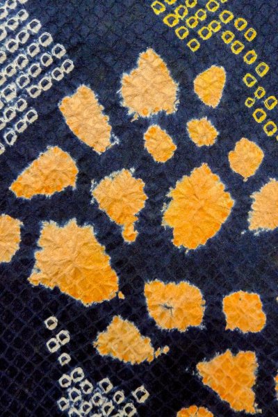 Photo6: O1003C Vintage Japanese kimono Dark Indigo Blue HOUMONGI formal for women / Silk. Flower (Grade C) (6)