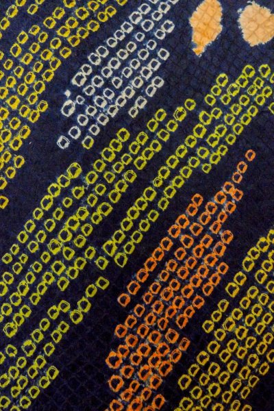 Photo9: O1003C Vintage Japanese kimono Dark Indigo Blue HOUMONGI formal for women / Silk. Flower (Grade C) (9)