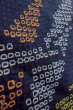 Photo10: O1003C Vintage Japanese kimono Dark Indigo Blue HOUMONGI formal for women / Silk. Flower (Grade C) (10)