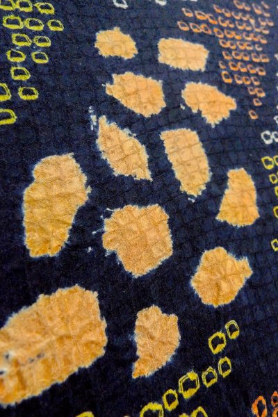 Photo11: O1003C Vintage Japanese kimono Dark Indigo Blue HOUMONGI formal for women / Silk. Flower (Grade C) (11)