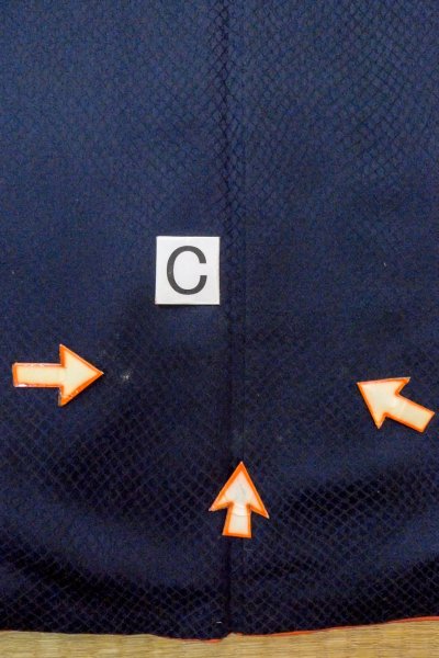 Photo19: O1003C Vintage Japanese kimono Dark Indigo Blue HOUMONGI formal for women / Silk. Flower (Grade C) (19)