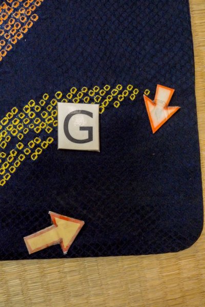 Photo23: O1003C Vintage Japanese kimono Dark Indigo Blue HOUMONGI formal for women / Silk. Flower (Grade C) (23)