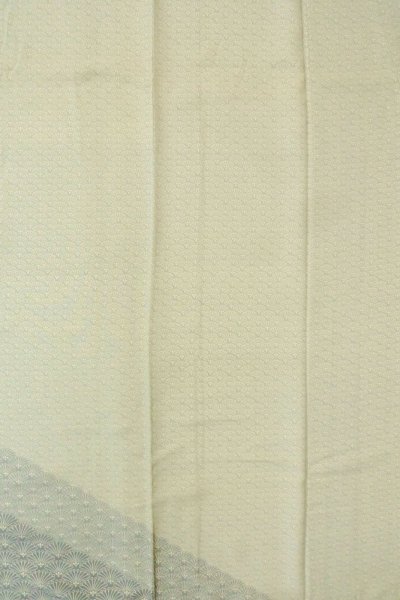 Photo5: O1003D Vintage Japanese kimono Pale Grayish Light Blue HOUMONGI formal for women / Silk. Chrysanthemum (Grade C) (5)