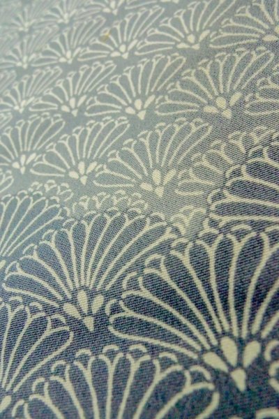 Photo11: O1003D Vintage Japanese kimono Pale Grayish Light Blue HOUMONGI formal for women / Silk. Chrysanthemum (Grade C) (11)