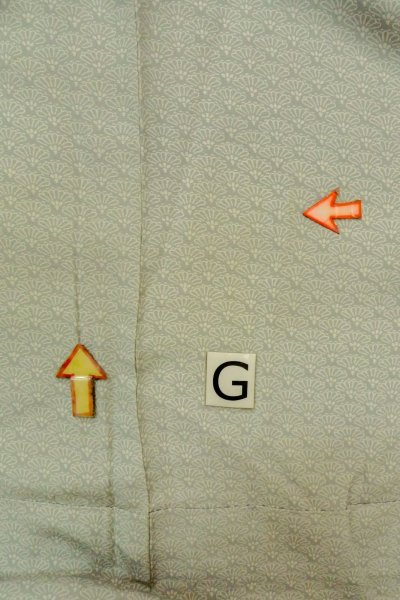 Photo21: O1003D Vintage Japanese kimono Pale Grayish Light Blue HOUMONGI formal for women / Silk. Chrysanthemum (Grade C) (21)