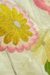 Photo15: O1003F Vintage Japanese kimono Shiny White FURISODE long-sleeved for women / Silk. Chrysanthemum (Grade C) (15)