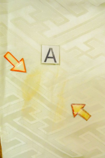 Photo21: O1003F Vintage Japanese kimono Shiny White FURISODE long-sleeved for women / Silk. Chrysanthemum (Grade C) (21)