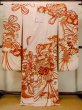 Photo3: O1105A Antique Japanese kimono Light Pink FURISODE long-sleeved for women / Silk. Peony, There is a design on the bottom of the lining. (Grade C) (3)