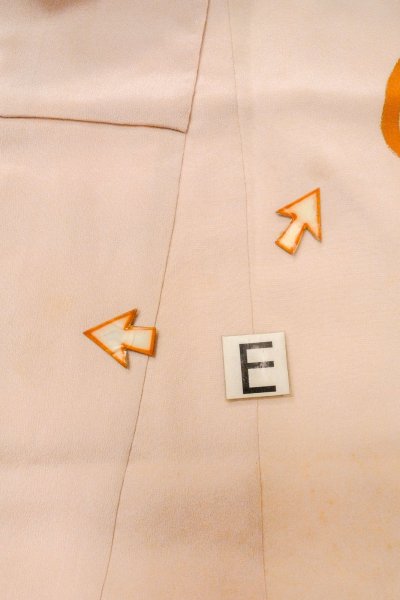 Photo37: O1105A Antique Japanese kimono Light Pink FURISODE long-sleeved for women / Silk. Peony, There is a design on the bottom of the lining. (Grade C) (37)