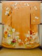 Photo1: O1105B Antique Japanese kimono Pale Orange FURISODE long-sleeved for women / Silk. Peony (Grade C) (1)