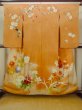 Photo2: O1105B Antique Japanese kimono Pale Orange FURISODE long-sleeved for women / Silk. Peony (Grade C) (2)