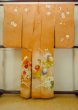 Photo3: O1105B Antique Japanese kimono Pale Orange FURISODE long-sleeved for women / Silk. Peony (Grade C) (3)