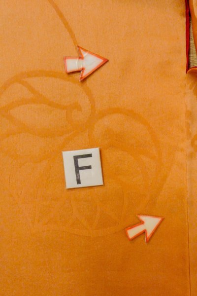 Photo32: O1105B Antique Japanese kimono Pale Orange FURISODE long-sleeved for women / Silk. Peony (Grade C) (32)