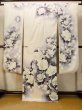 Photo3: O1126B Used Japanese kimono White FURISODE long-sleeved for women / Silk. Rose (Grade B) (3)