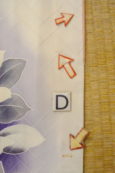 Photo25: O1126B Used Japanese kimono White FURISODE long-sleeved for women / Silk. Rose (Grade B) (25)