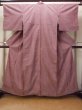 Photo1: O1126C Used Japanese kimono Grayish Red TSUMUGI pongee for women / Silk. (Grade B) (1)