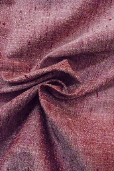 Photo12: O1126C Used Japanese kimono Grayish Red TSUMUGI pongee for women / Silk. (Grade B) (12)