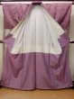 Photo2: O1126G Vintage Japanese kimono Grayish Wisteria TSUMUGI pongee for women / Silk. (Grade B) (2)