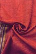 Photo11: Mint O1126H Vintage Japanese kimono Vivid Vermilion TSUMUGI pongee for women / Silk. Stripes (Grade A) (11)