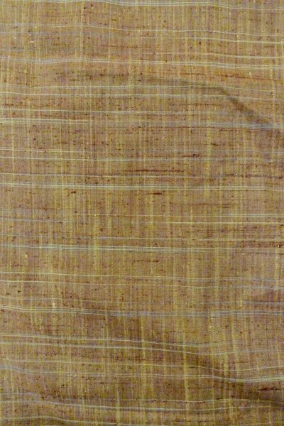 Photo4: Mint O1126I Vintage Japanese kimono Pale Greenish Brown TSUMUGI pongee for women / Silk. Plaid Checks (Grade A) (4)