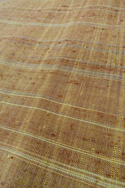 Photo8: Mint O1126I Vintage Japanese kimono Pale Greenish Brown TSUMUGI pongee for women / Silk. Plaid Checks (Grade A) (8)