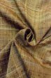 Photo12: Mint O1126I Vintage Japanese kimono Pale Greenish Brown TSUMUGI pongee for women / Silk. Plaid Checks (Grade A) (12)