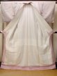 Photo2: O1126J Vintage Japanese kimono Pale Pink TSUMUGI pongee for women / Silk. Flower (Grade C) (2)