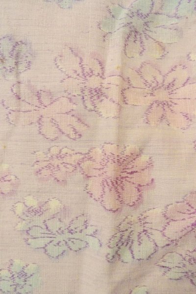 Photo5: O1126J Vintage Japanese kimono Pale Pink TSUMUGI pongee for women / Silk. Flower (Grade C) (5)