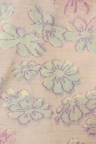Photo6: O1126J Vintage Japanese kimono Pale Pink TSUMUGI pongee for women / Silk. Flower (Grade C) (6)