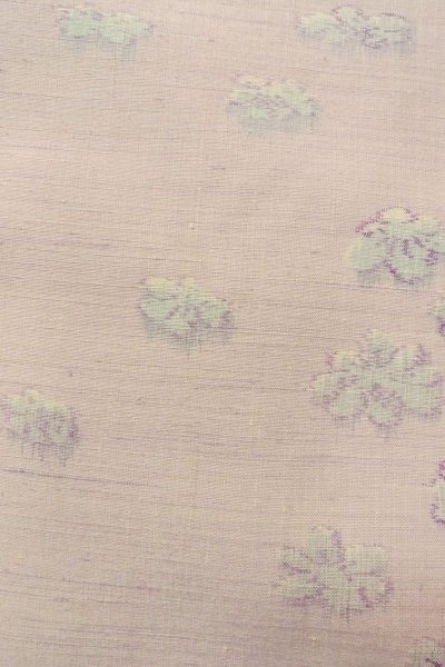 Photo7: O1126J Vintage Japanese kimono Pale Pink TSUMUGI pongee for women / Silk. Flower (Grade C) (7)