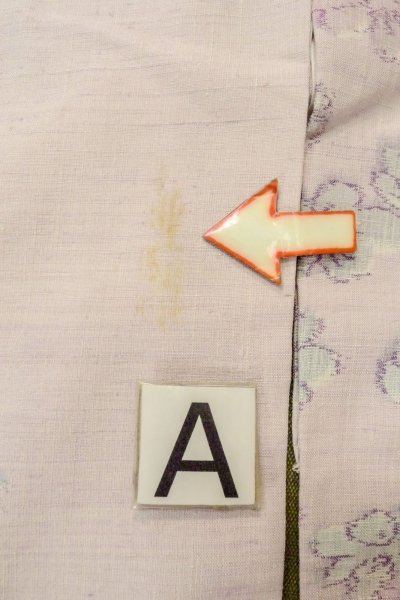 Photo14: O1126J Vintage Japanese kimono Pale Pink TSUMUGI pongee for women / Silk. Flower (Grade C) (14)