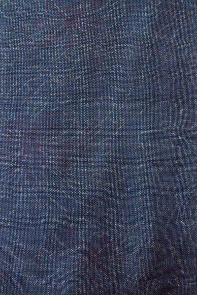 Photo4: O1126K Used Japanese kimono Pale Navy Blue TSUMUGI pongee for women / Silk. Chrysanthemum (Grade B) (4)