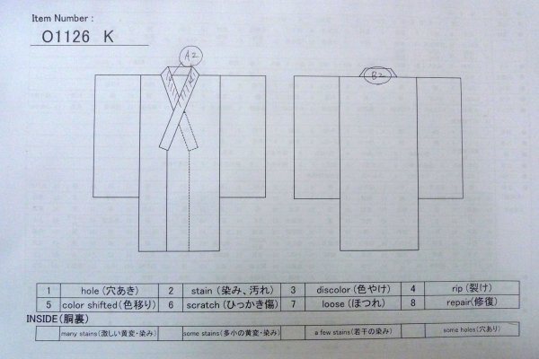Photo13: O1126K Used Japanese kimono Pale Navy Blue TSUMUGI pongee for women / Silk. Chrysanthemum (Grade B) (13)