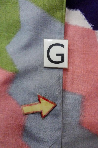 Photo20: O1126M Antique Japanese kimono Multi Color ORI woven for women / Silk. Abstract pattern (Grade C) (20)