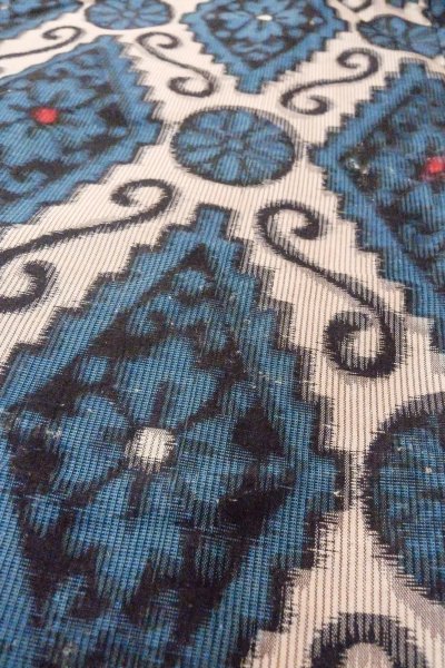 Photo8: O1126N Vintage Japanese kimono Dark Green ORI woven for women / Silk. Flower (Grade B) (8)