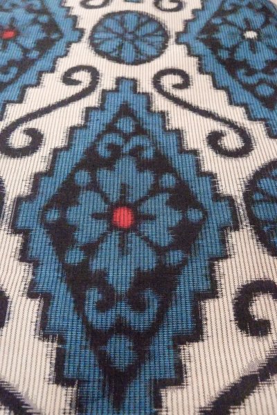 Photo9: O1126N Vintage Japanese kimono Dark Green ORI woven for women / Silk. Flower (Grade B) (9)