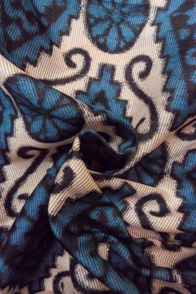 Photo12: O1126N Vintage Japanese kimono Dark Green ORI woven for women / Silk. Flower (Grade B) (12)